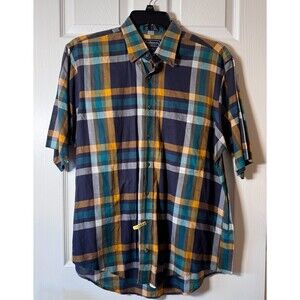 BURBERRYS of London Batiste Lawn Imported Cotton Vintage Short Sleeve Shirt LG